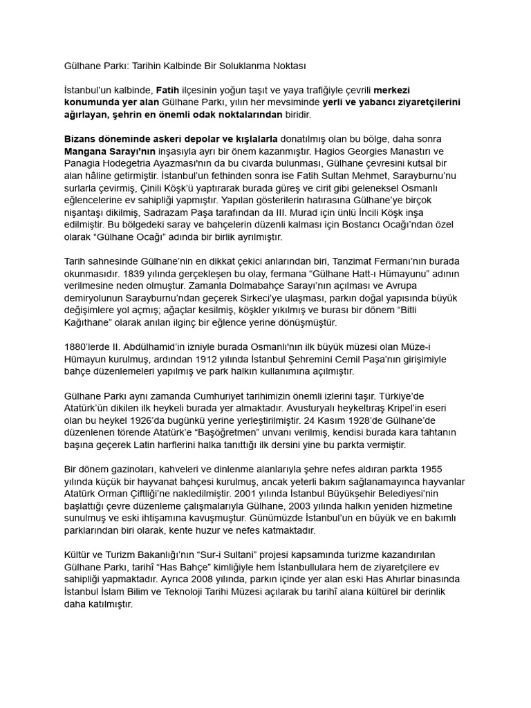 Gülhane Parkı | PDF