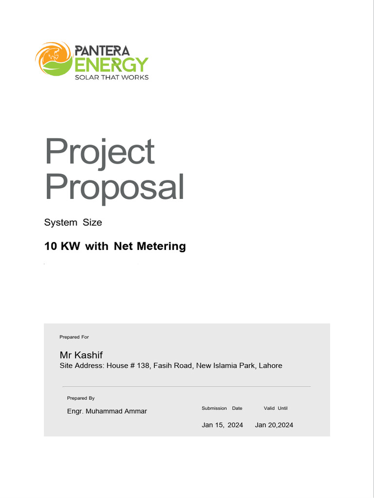 MR Kashif Samanabad Site 10 KW On Grid Proposal | PDF | Photovoltaics ...