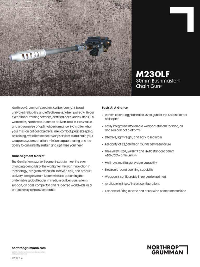 M230LF 30mm Chain Gun Overview | PDF | Military Technology | Firearm ...
