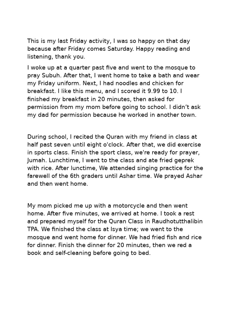 Dzakwan Ahmad's Friday Routine | PDF