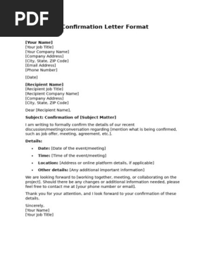 Confirmation Letter Format Confirmation Mail Sample Naukricom
