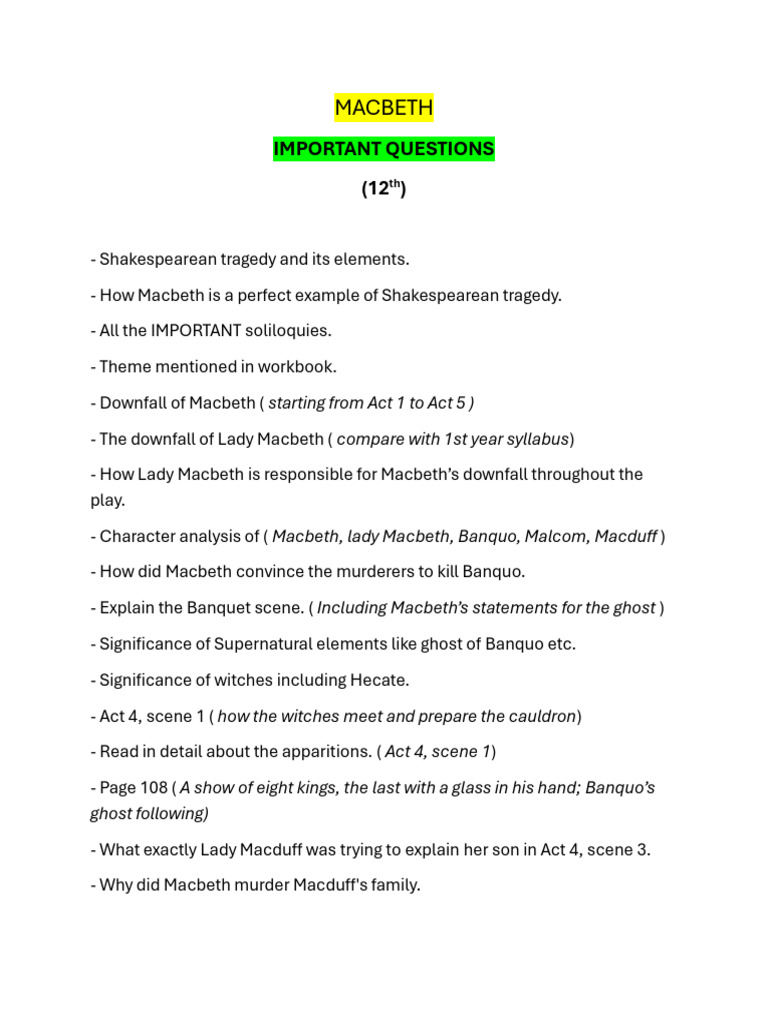 Key Themes and Analysis of Macbeth | PDF