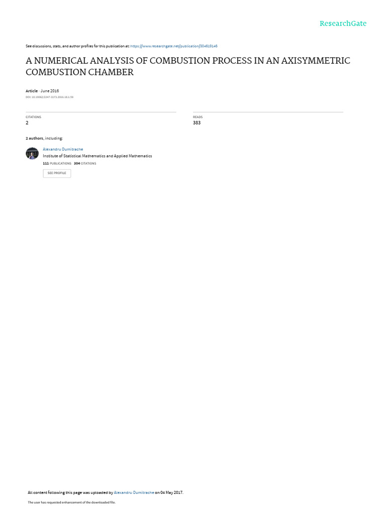 A Numerical Analysis of Combustion Process in An A | PDF | Fluid ...