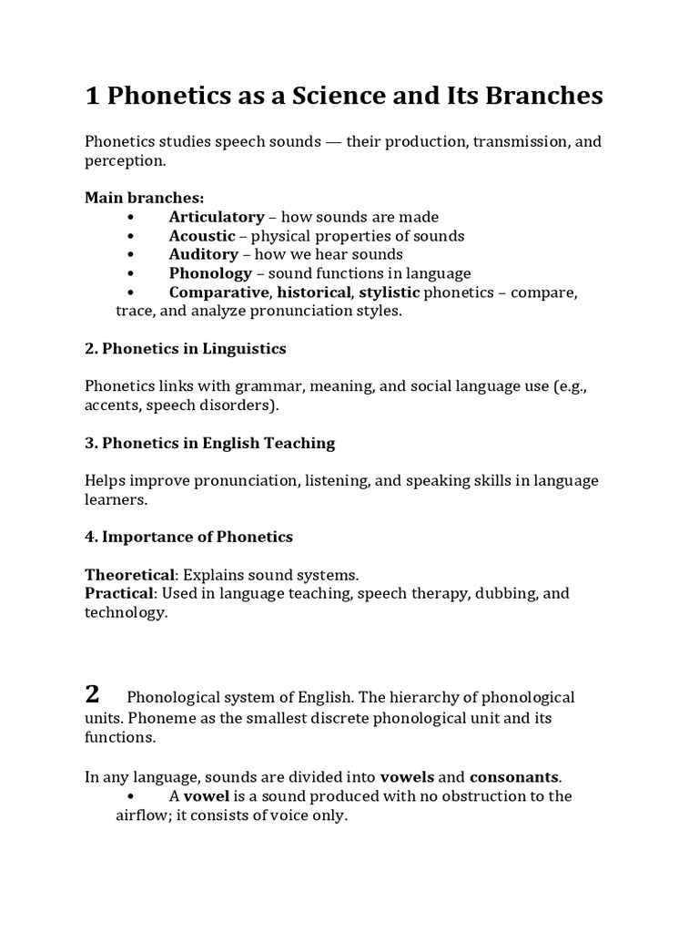 Overview of Phonetics and Its Branches | PDF | Syllable | Stress ...