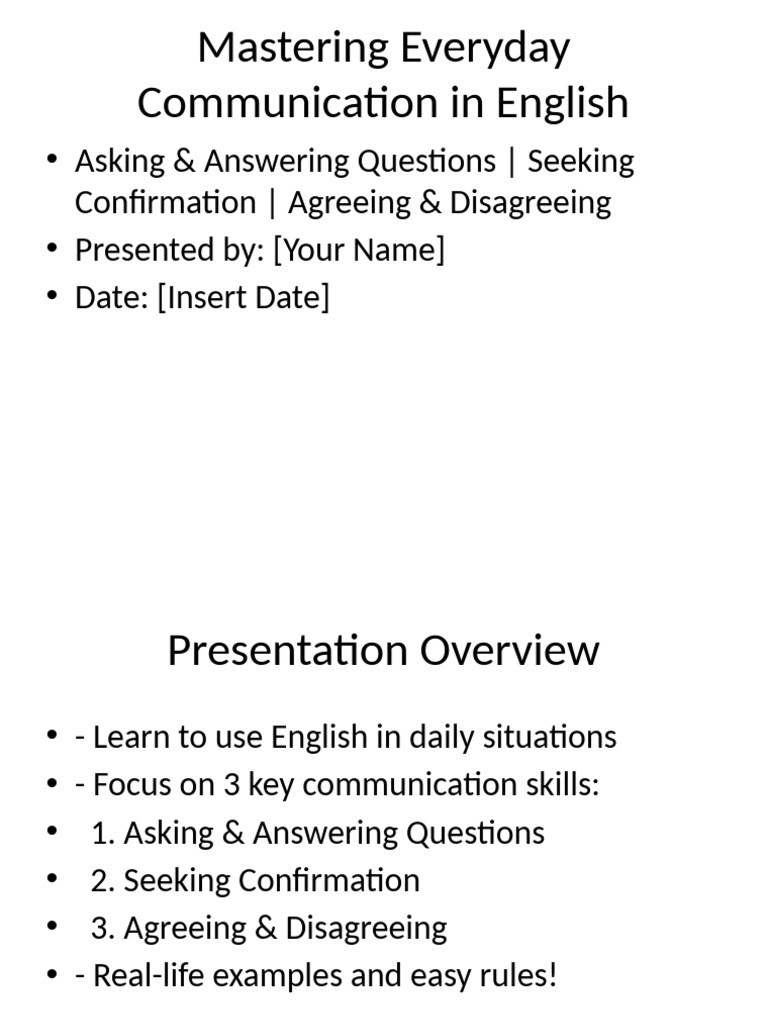 Everyday English Communication Skills | PDF | Perfect (Grammar) | Question