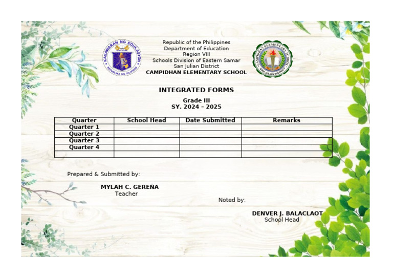 Campidhan Elementary School Grade III Forms | PDF