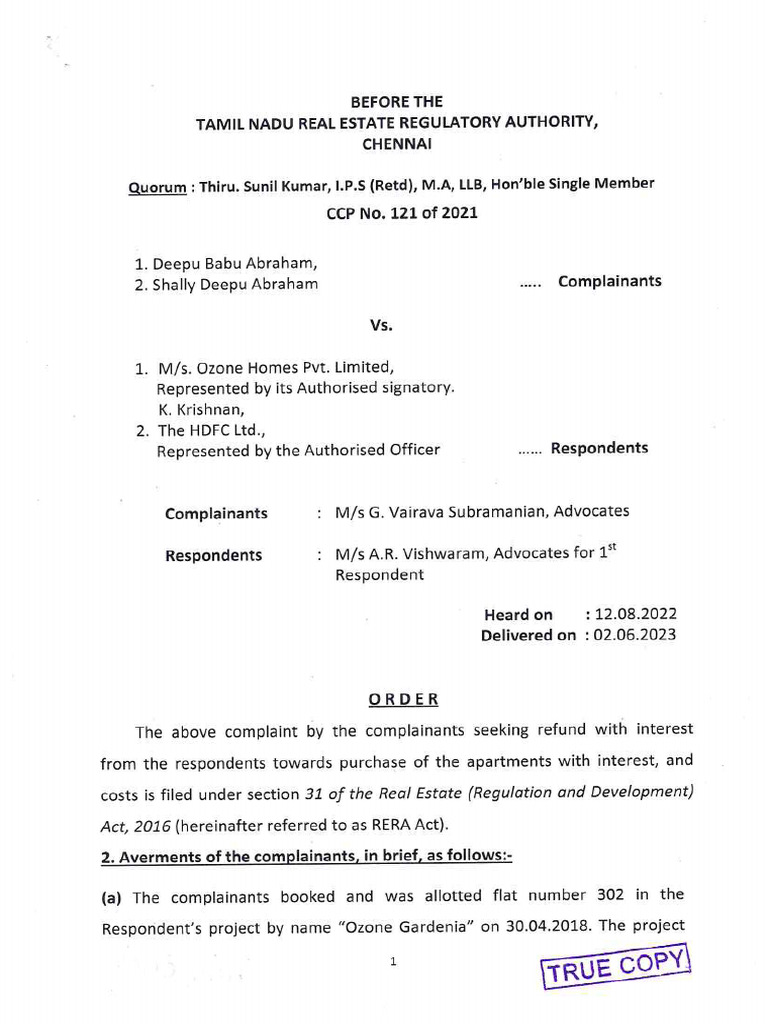Rera TN Order | PDF