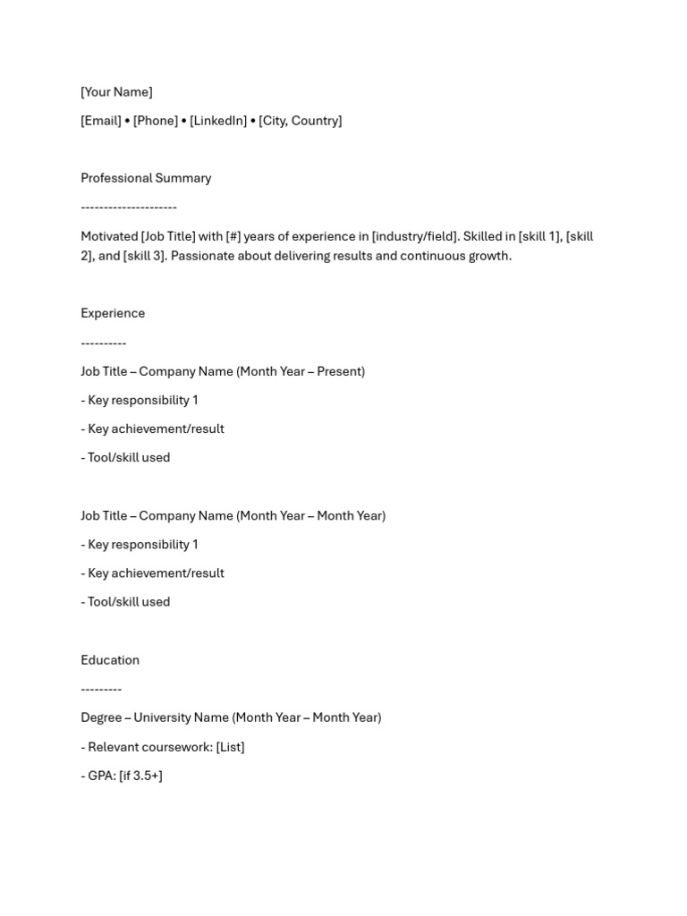 Simple Resume Template Tips - 1