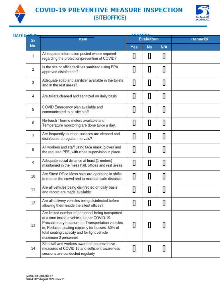 7) 04020-HSE-000-00-F07-COVID-19 Preventive Measure-Site and Office ...