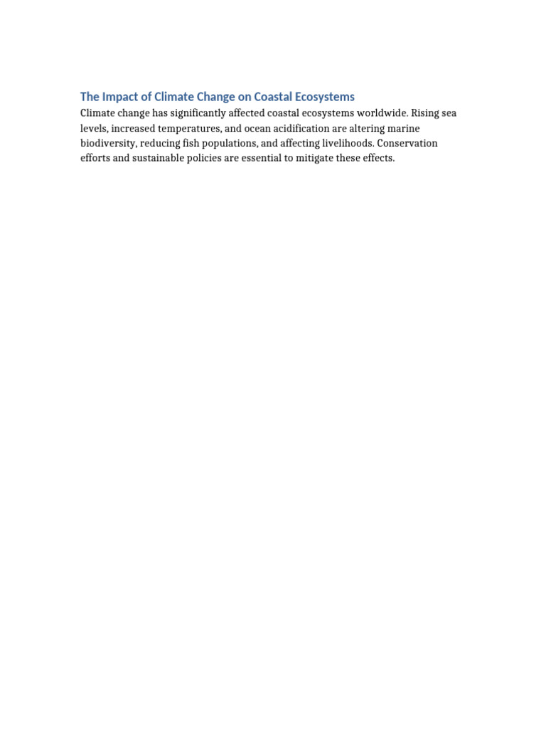 The Impact of Climate Change On Coastal | PDF