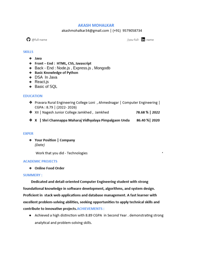 Computer Engineering Student Profile | PDF