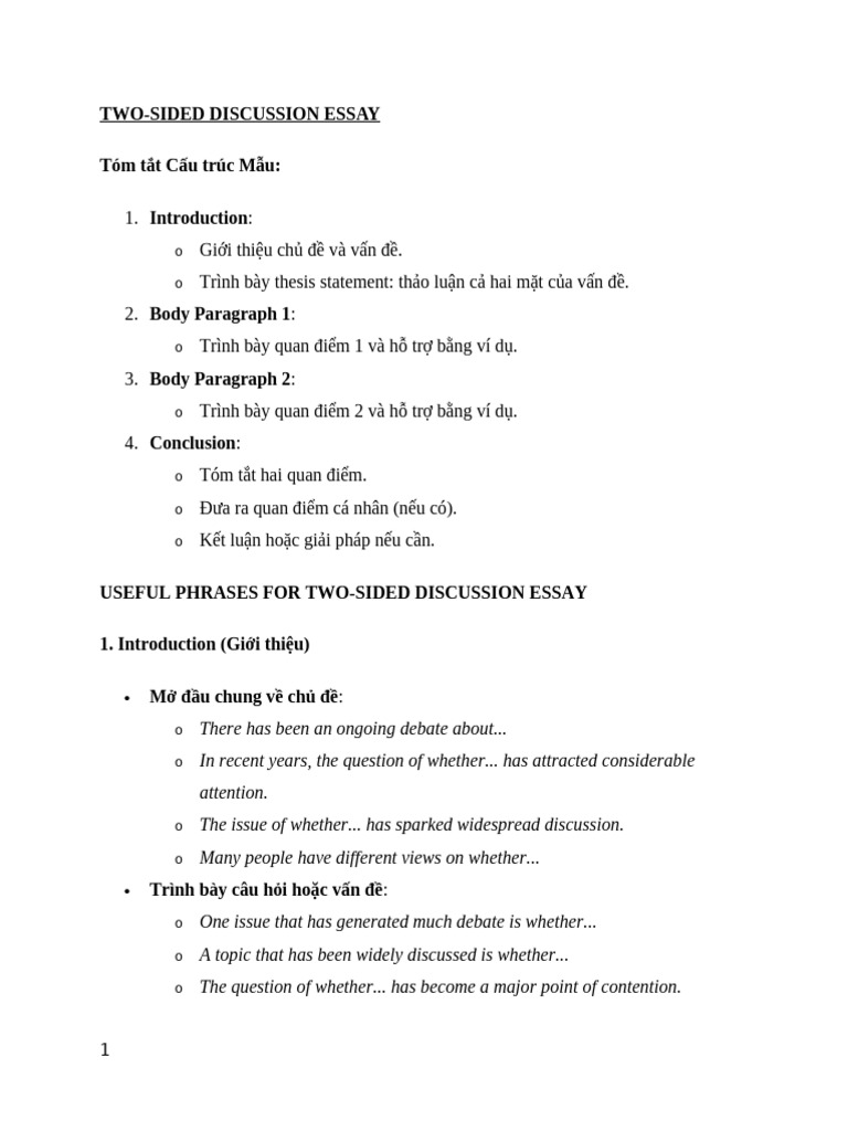 Two-Sided Discussion Essay | PDF
