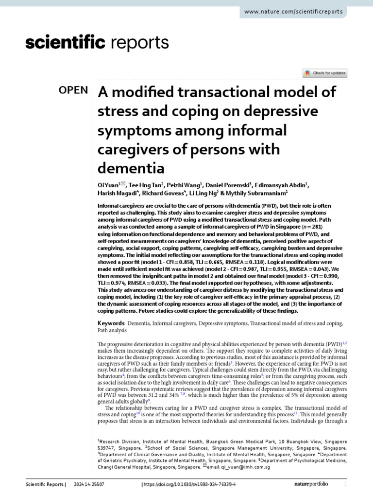 A Modified Transactional Model of Stress and Coping On Depressive ...