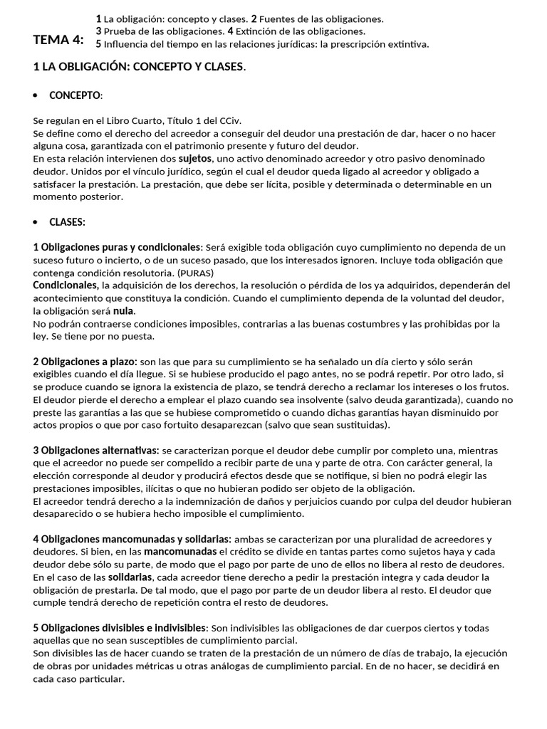 Clases y Fuentes de las Obligaciones | PDF | Pagos | Estatuto de ...