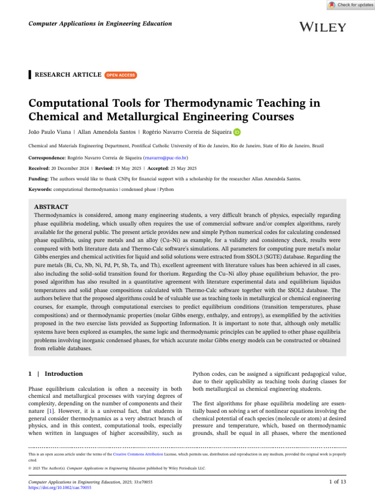 Python Tools for Thermodynamics Teaching | PDF | Chemical Equilibrium ...