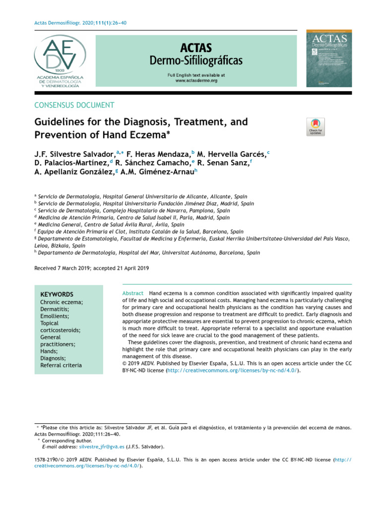Hand Eczema Diagnosis and Treatment Guidelines | PDF | Dermatitis | Allergy