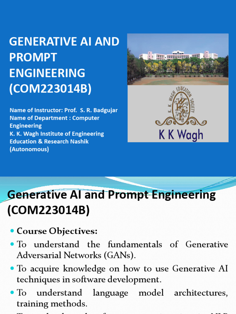 Generative AI & Prompt Engineering Course | PDF | Learning ...