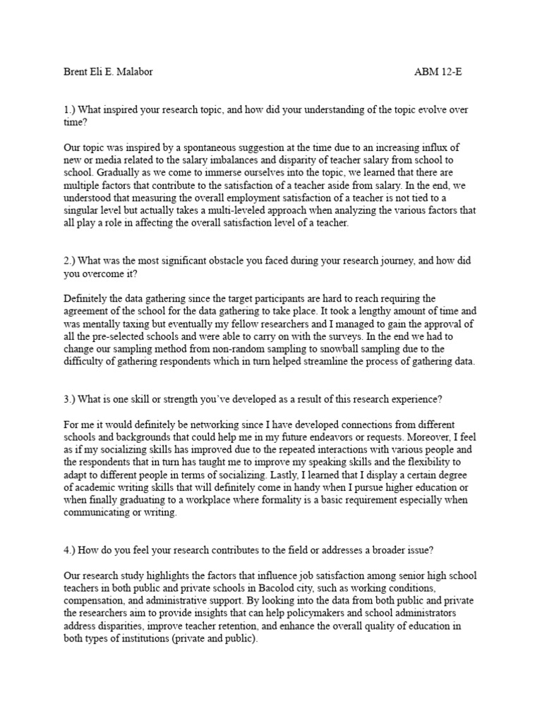 Teacher Job Satisfaction Research Insights | PDF | Teachers | Learning