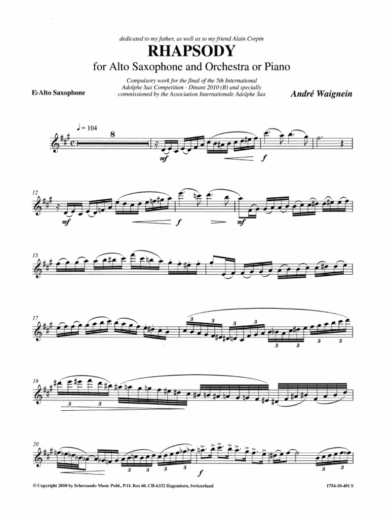 RHAPSODY For Saxophone | PDF