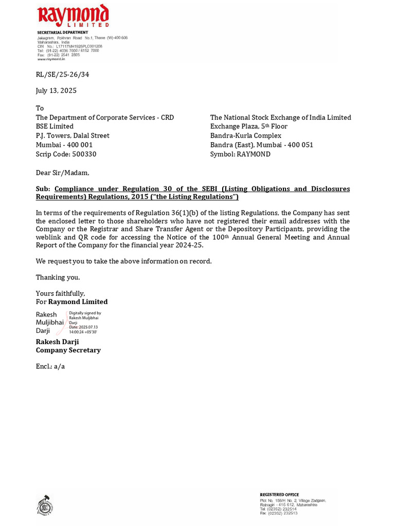 RAYMOND 13072025141129 SEinitmationsigned | PDF | Securities (Finance ...