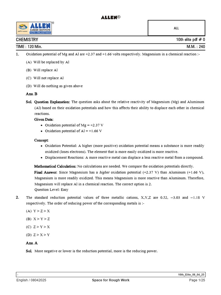 Electrochemical Cell Reactions and Potentials | PDF | Redox ...