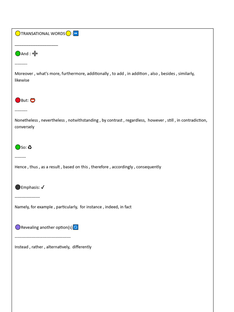 Essential Transitional Words Guide | PDF