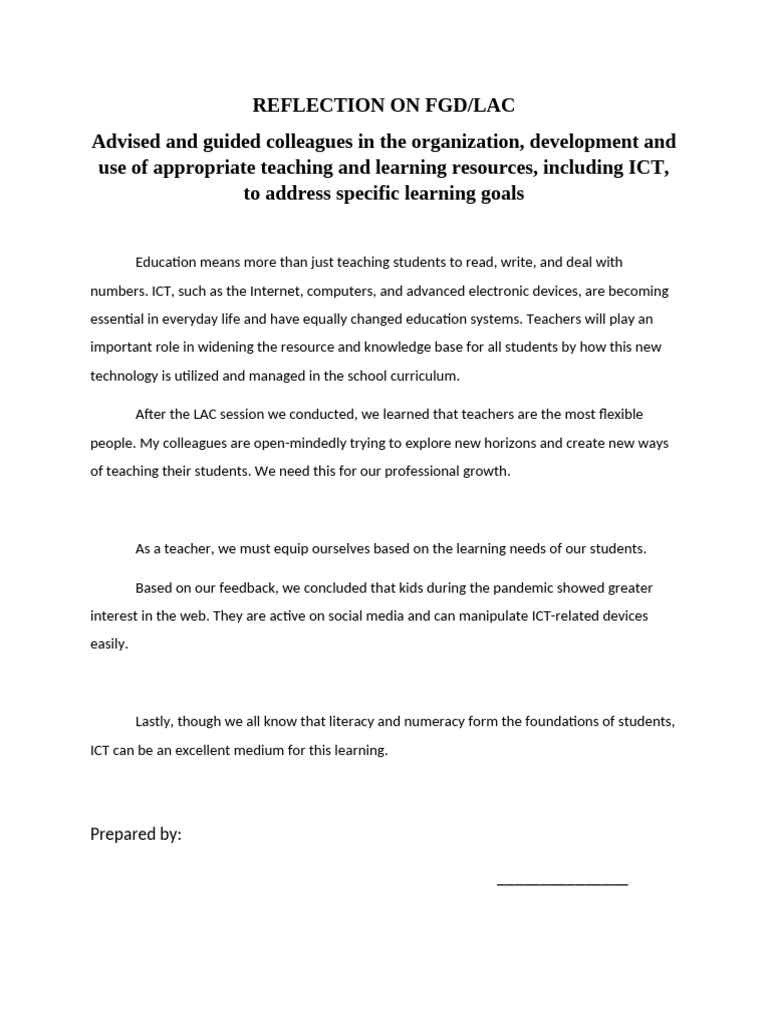 Reflection Notes ICT | PDF