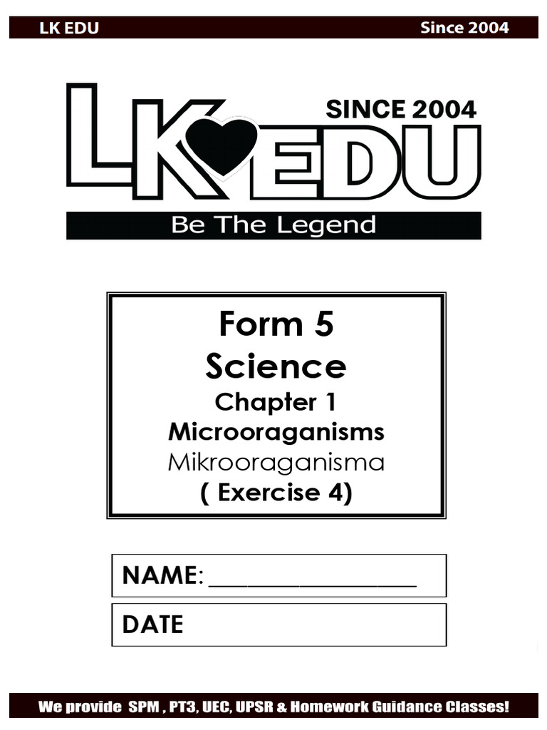 Form 5 Science: Microoraganisms (Exercise 4) Name | PDF