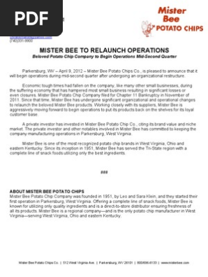 Mister Bee Press Release 4-9-12.Doc