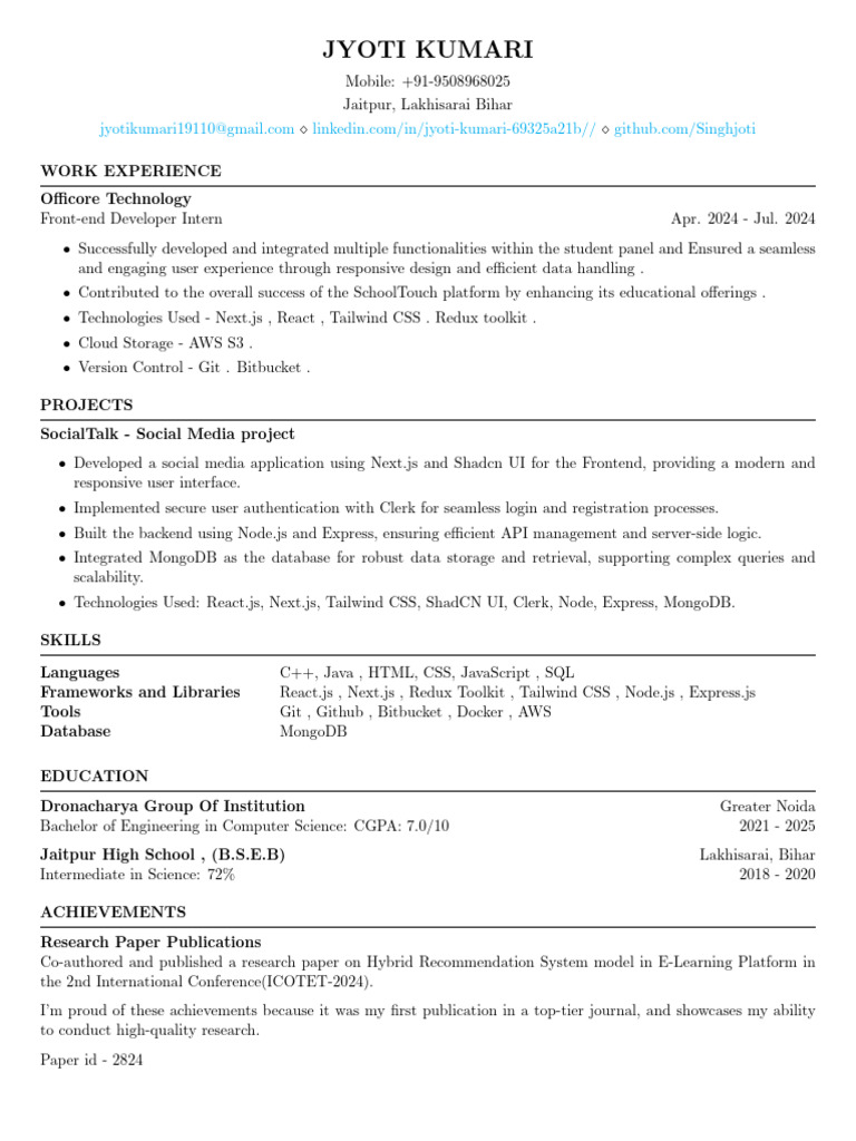 Jyoti Resume | PDF | Databases | Cloud Computing