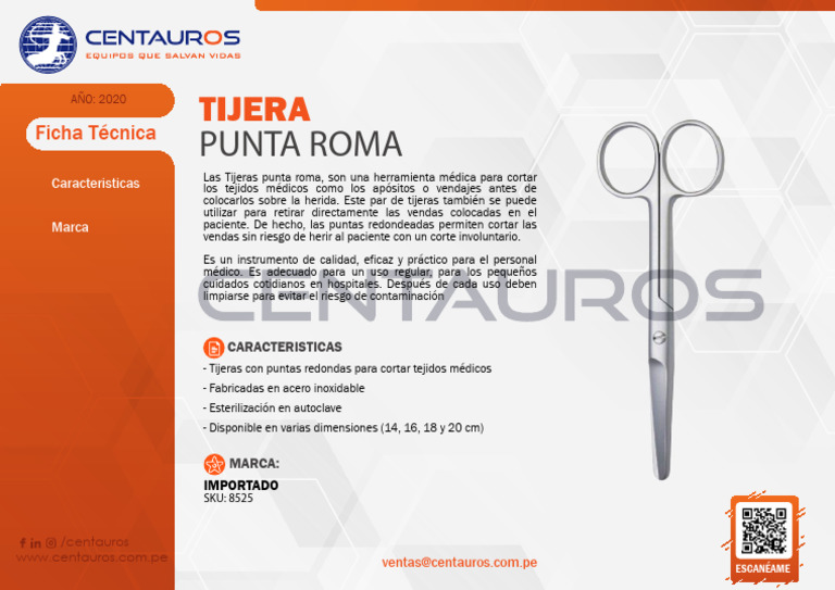 Tijeras Punta Roma para Uso Médico | PDF