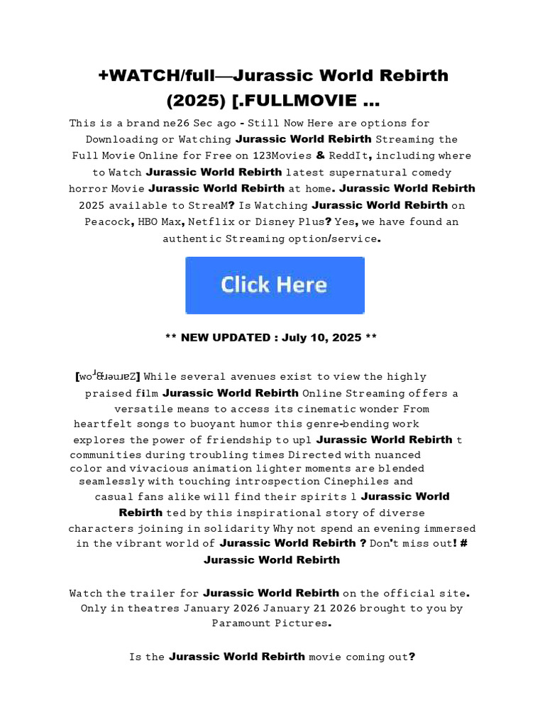 Watch Jurassic World Rebirth Online PDF