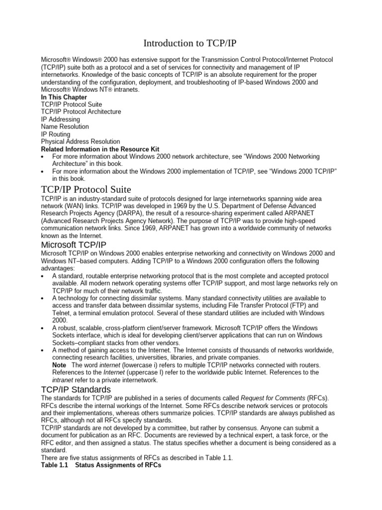 Understanding TCP/IP in Windows 2000 | PDF | Internet Protocols ...