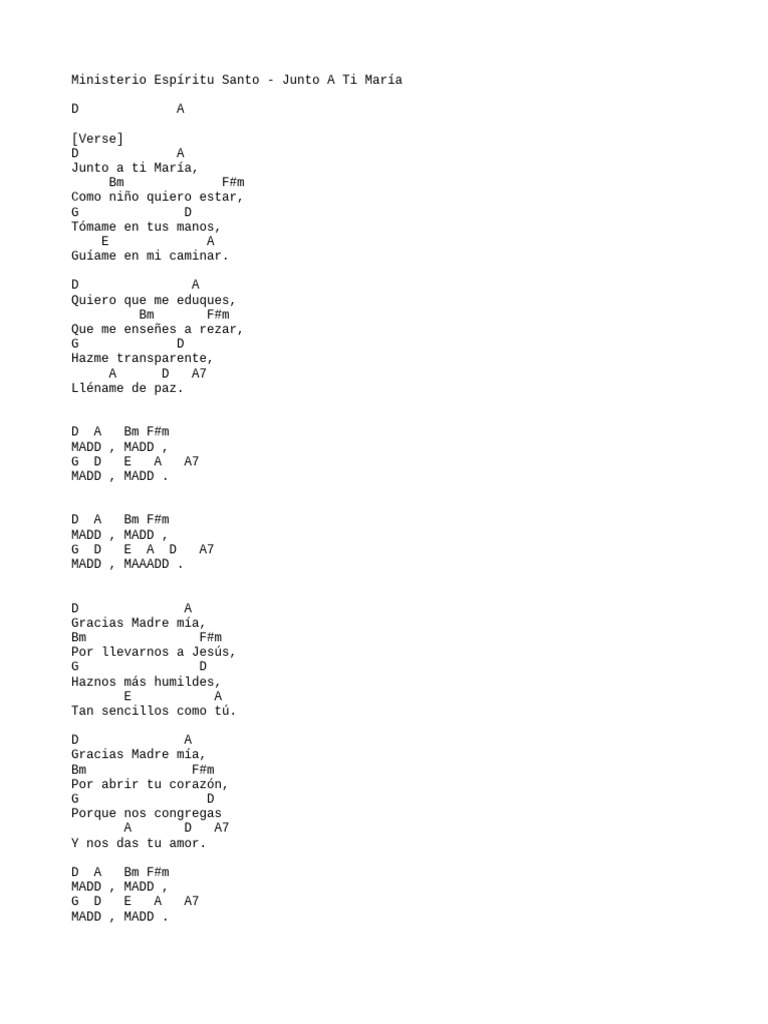Junto a Ti María: Letra y Acordes | PDF