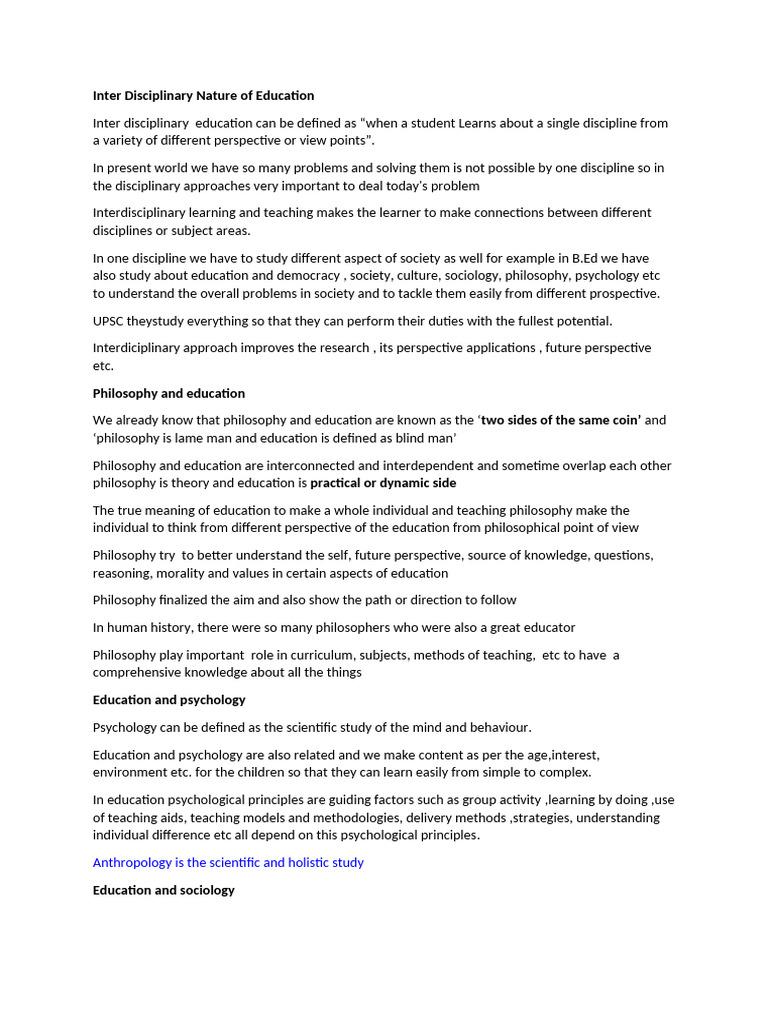 Interdisciplinary Education Insights | PDF | Interdisciplinarity ...