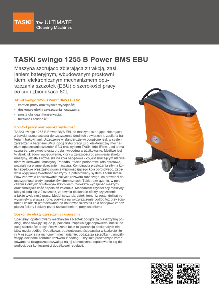 TASKI Swingo 1255 B Power BMS EBU - KARTA PRODUKTU | PDF