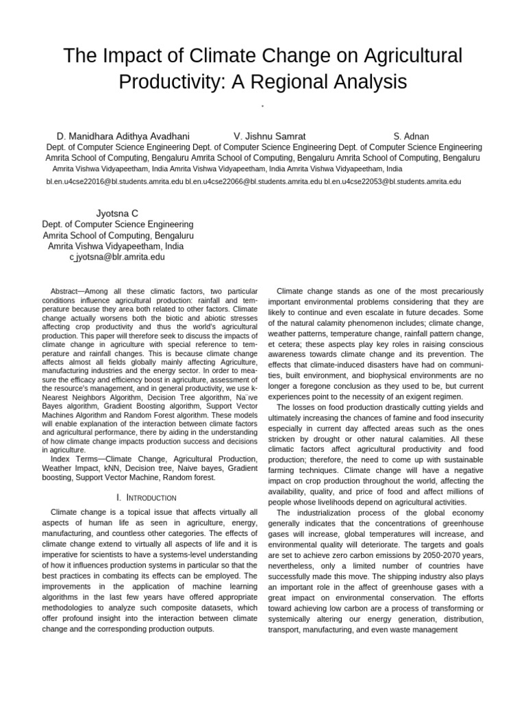 Climate Change's Impact on Agriculture | PDF | Climate Change | Agriculture