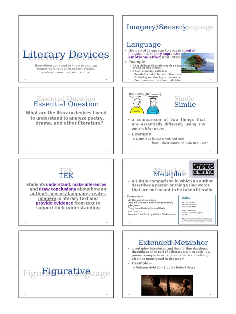 Essential Literary Devices Explained | PDF | Poetry | Metaphor