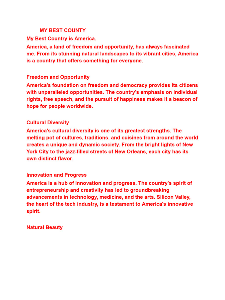 Why America is My Favorite Country | PDF