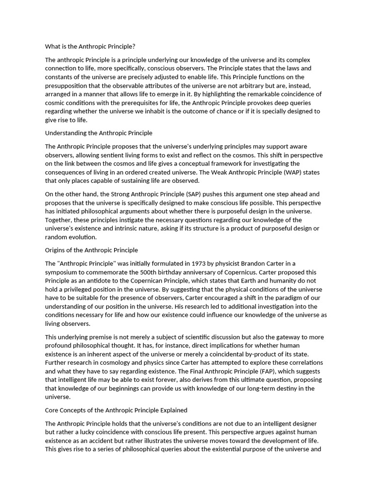 Understanding the Anthropic Principle | PDF | Universe | Physical Cosmology