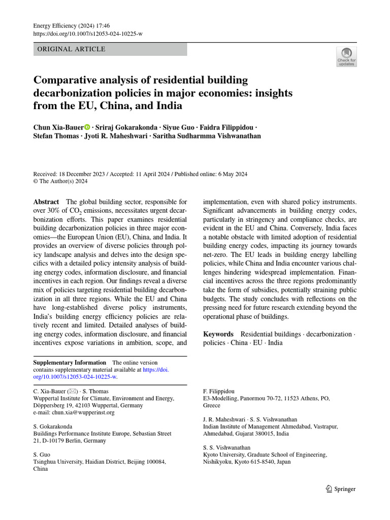 Decarbonization Policies for Homes: EU, China, India | PDF | Climate ...