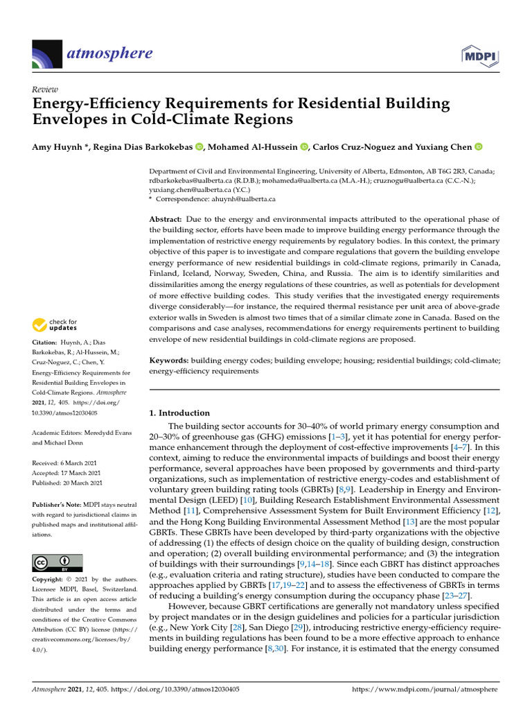 Energy Efficiency in Cold-Climate Homes | PDF | Efficient Energy Use ...
