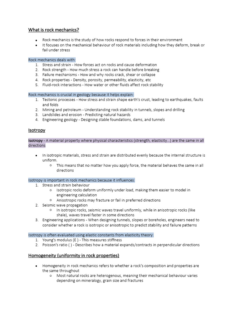 Overview of Rock Mechanics Principles | PDF | Deformation (Engineering ...