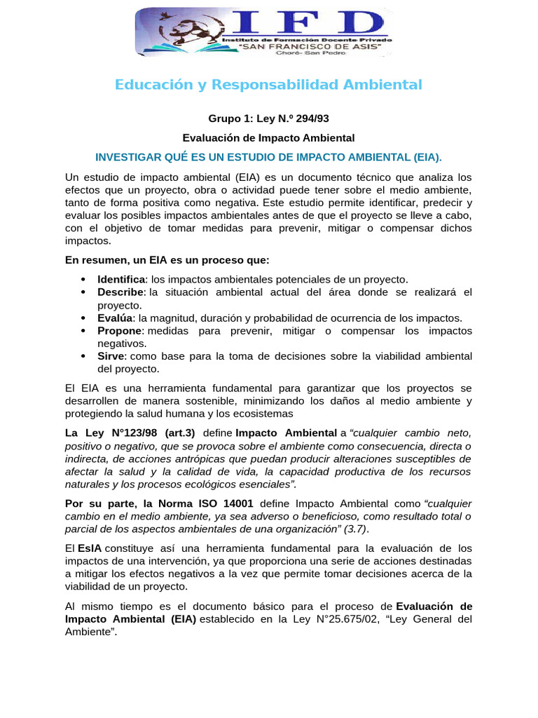 Evaluación de Impacto Ambiental EIA | PDF | Evaluación de impacto ...