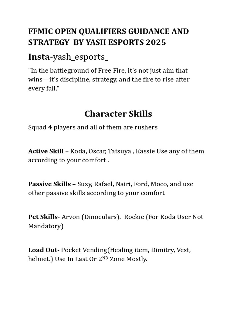 FFMIC 2025 Qualifiers Strategy Guide | PDF