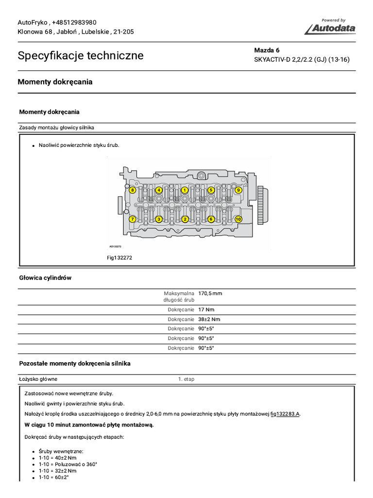Specyfikacje Techniczne - Autodata | PDF