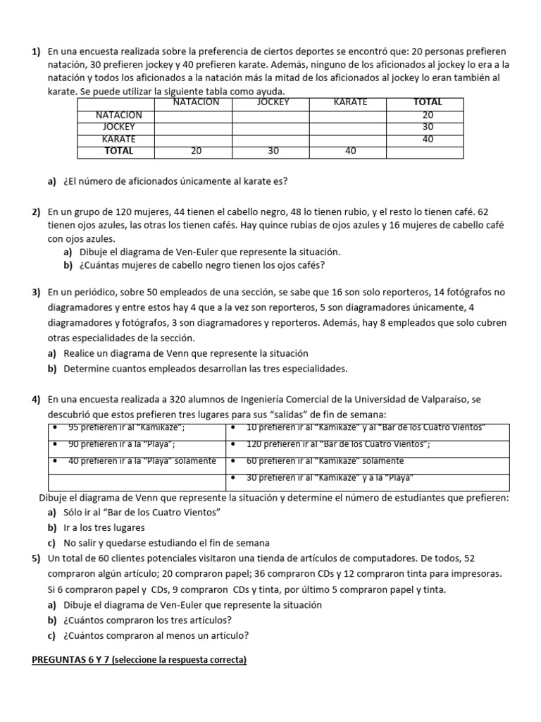 Análisis de Preferencias y Diagramas de Venn | PDF
