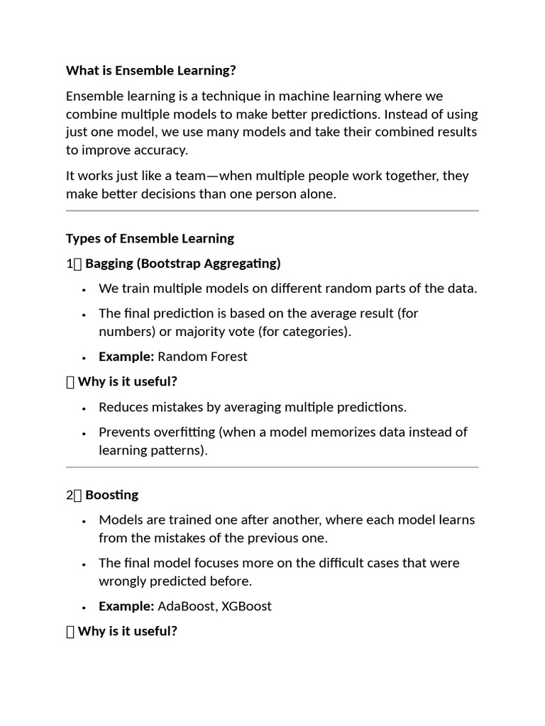 Ensemble Learning in Machine Learning | PDF | Support Vector Machine ...