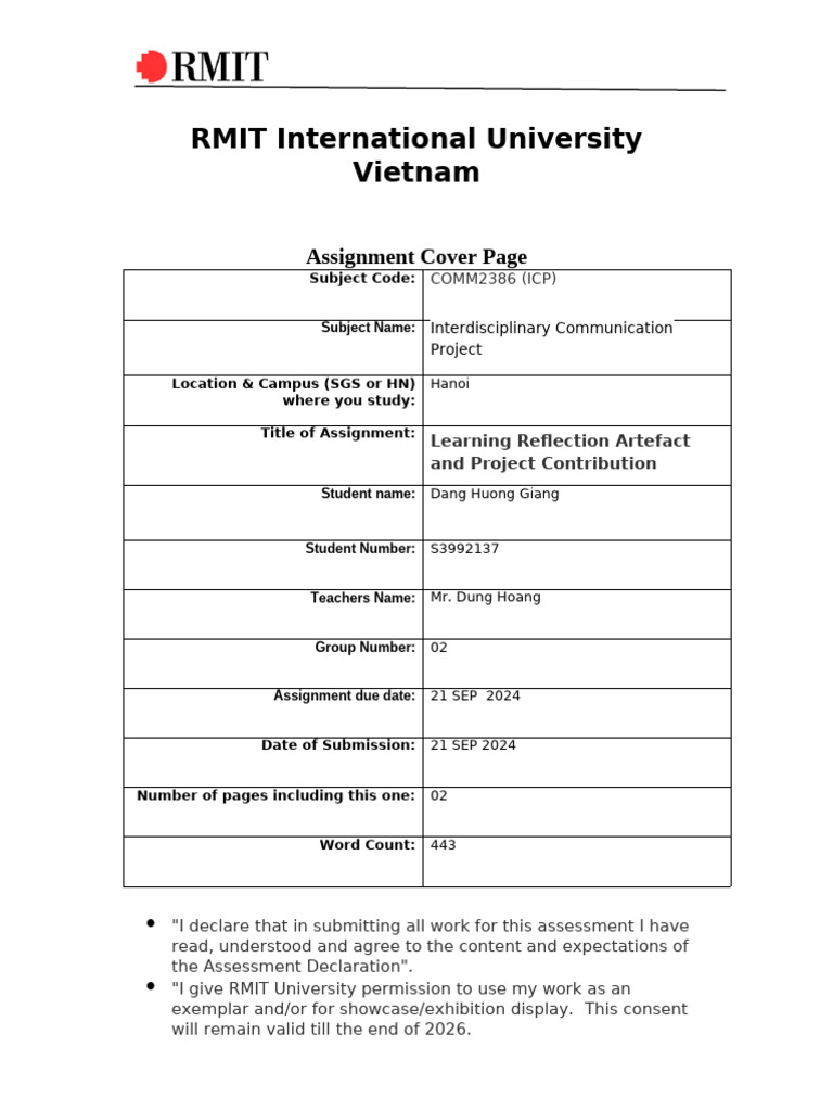 ICP Assignment Cover Page | PDF
