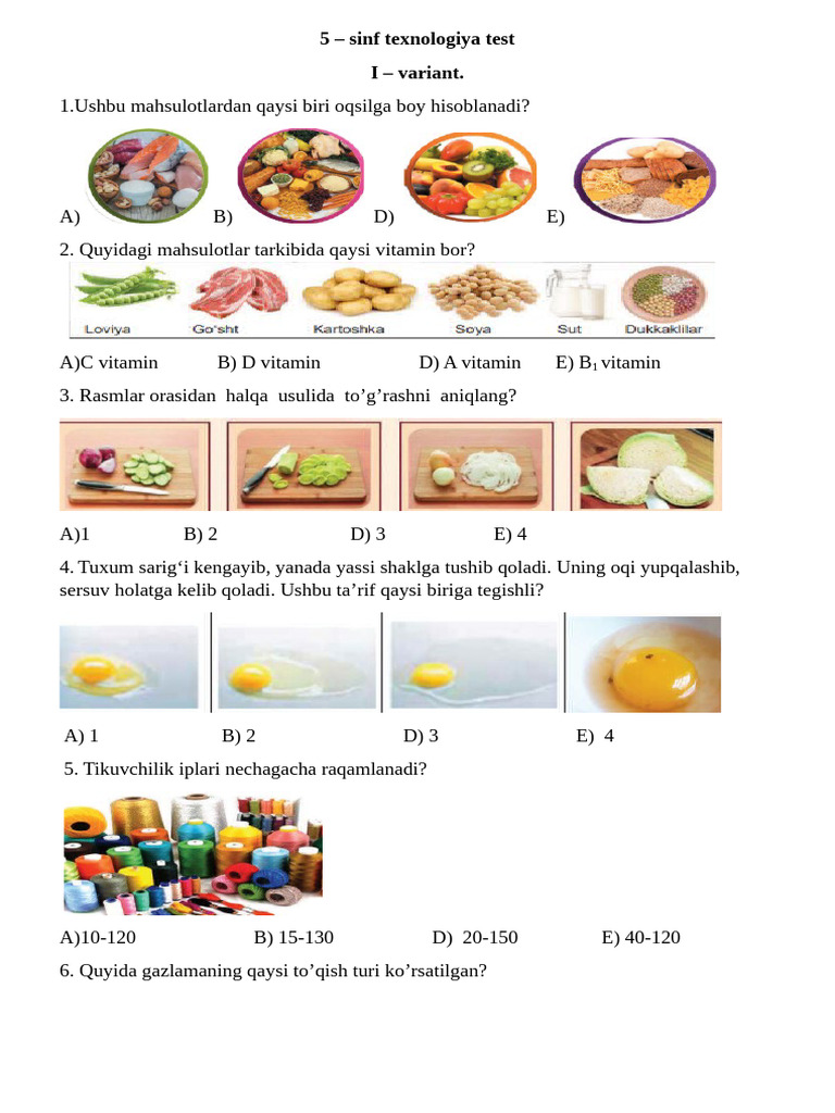 5 - Sinf Texnologiyamonitoring Test | PDF